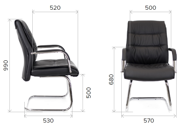 Размеры кресла для посетителей Bond CF экокожа