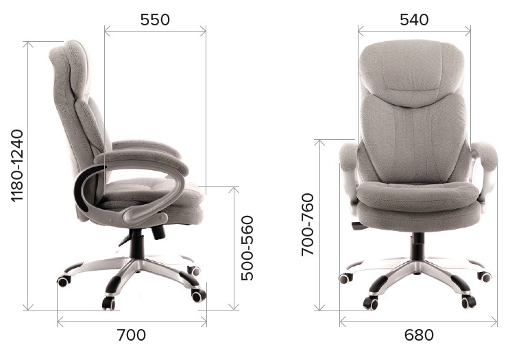 Размеры кресла руководителя Boss T из ткани