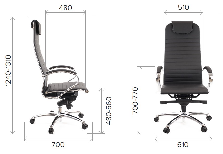 Размеры кресла руководителя Deco из экокожи