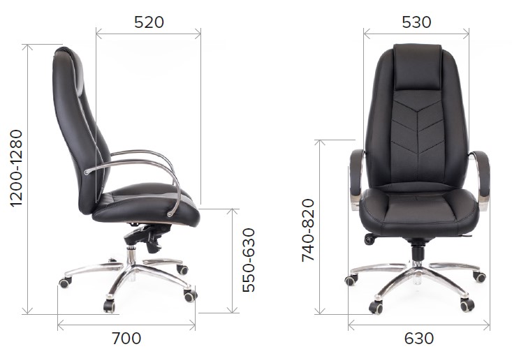 Размеры кресла руководителя Drift Lux M из кожи