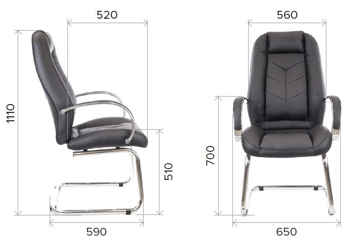 Размеры кресла для посетителей Drift Lux CF экокожа