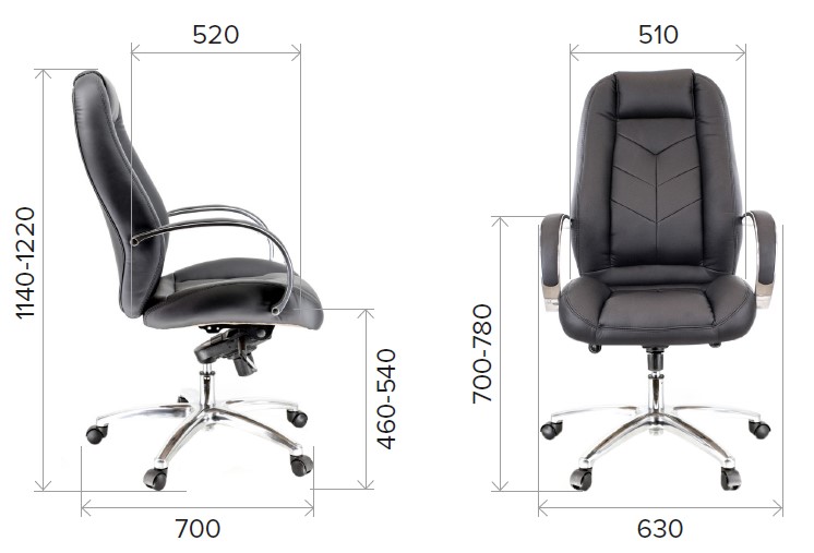 Размеры кресла руководителя Drift Lux LB из экокожи