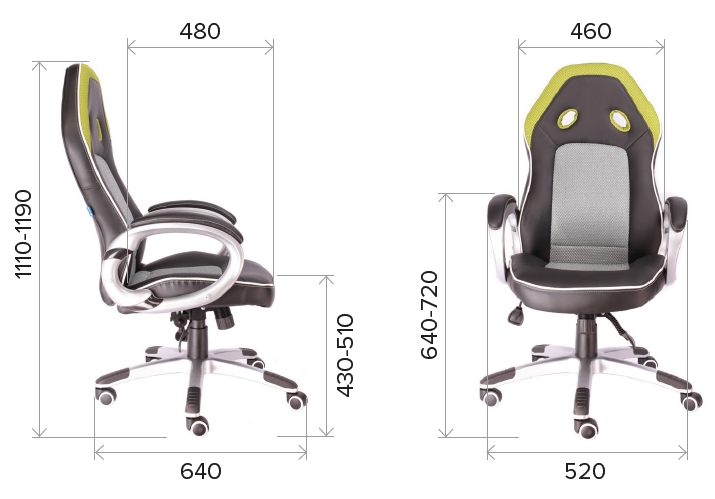 Размеры геймерского кресла Drive TM экокожа ткань