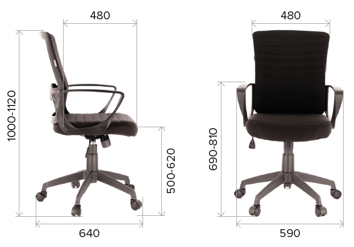 Размеры операторского кресла EP-700 ткань
