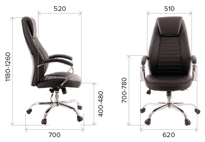 Размеры кресла руководителя Era TM из экокожи