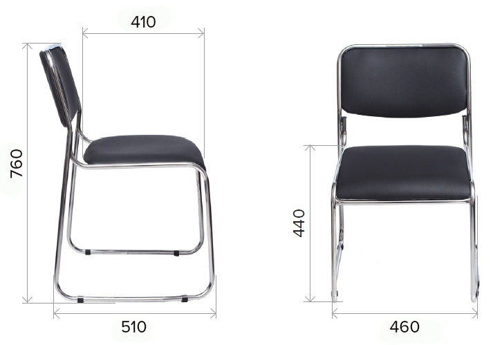 Размеры кресла для посетителей Fix Chrome экокожа