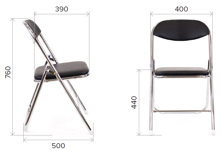 Размеры стула для посетителей Joker Chrome из экокожи
