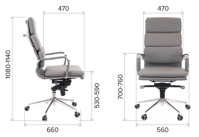 Размеры кресла руководителя Kraft M из экокожи