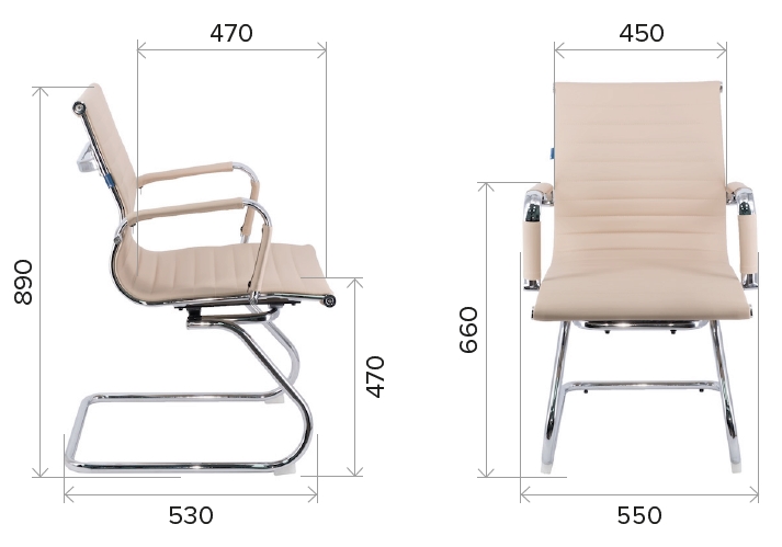 Размеры кресла для посетителей Leo CF экокожа
