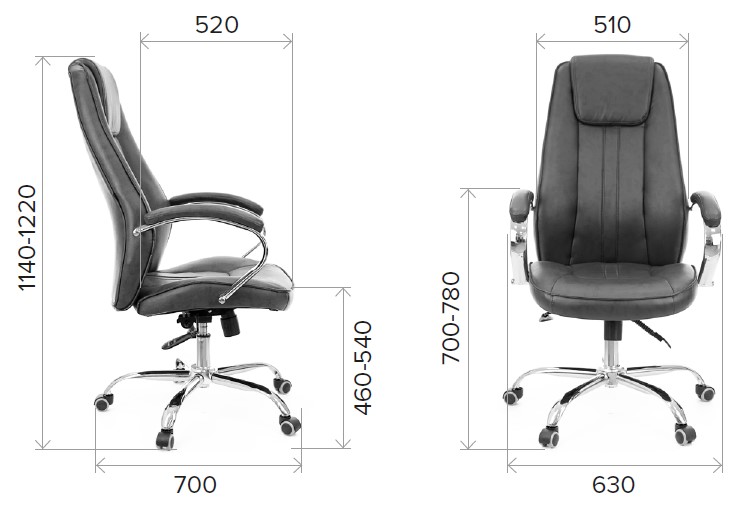 Размеры кресла руководителя Long TM из экокожи