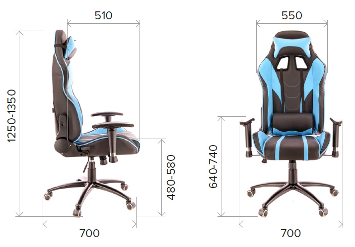 Размеры геймерского кресла Lotus S16 из экокожи