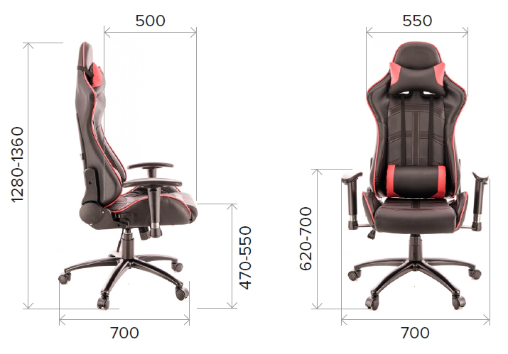Размеры геймерского кресла Lotus S10 из экокожи