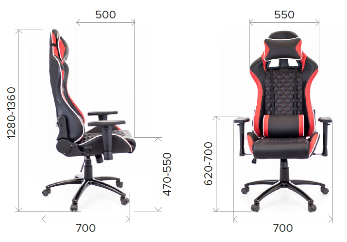 Размеры геймерского кресла Lotus S11 из экокожи