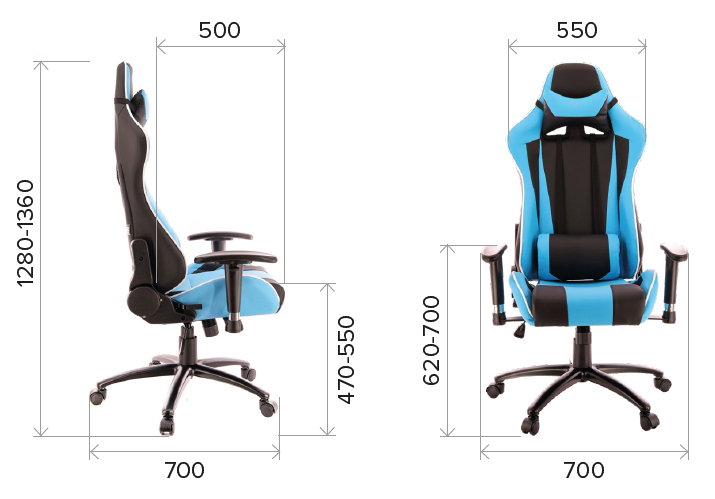 Размеры геймерского кресла Lotus S5 из экокожи