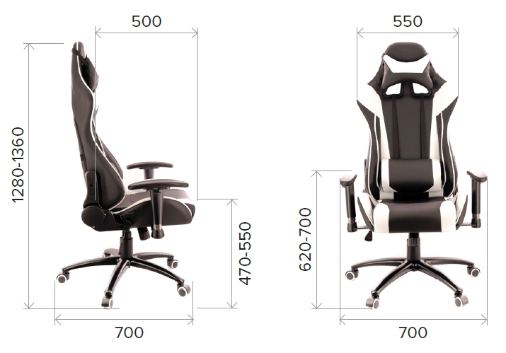 Размеры геймерского кресла Lotus S6 из экокожи