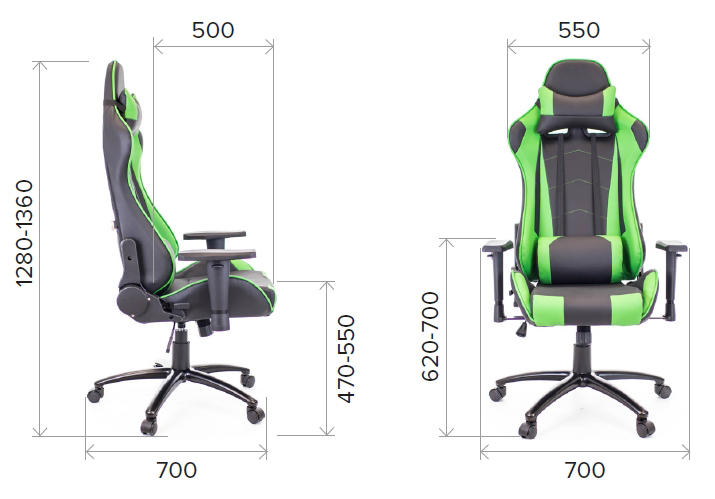 Размеры геймерского кресла Lotus S9 из экокожи