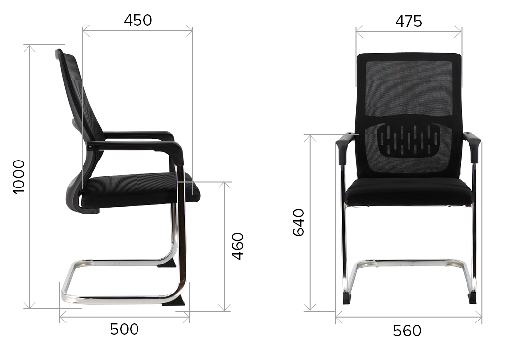 Размеры кресла для посетителей EP-510 сетка