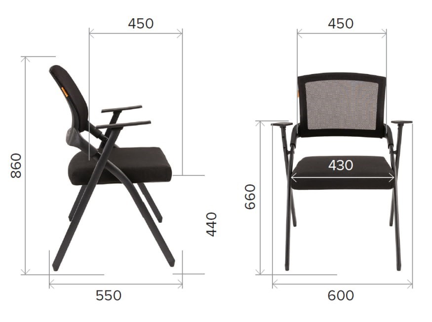 Размеры кресла для посетителей EP-100 сетка